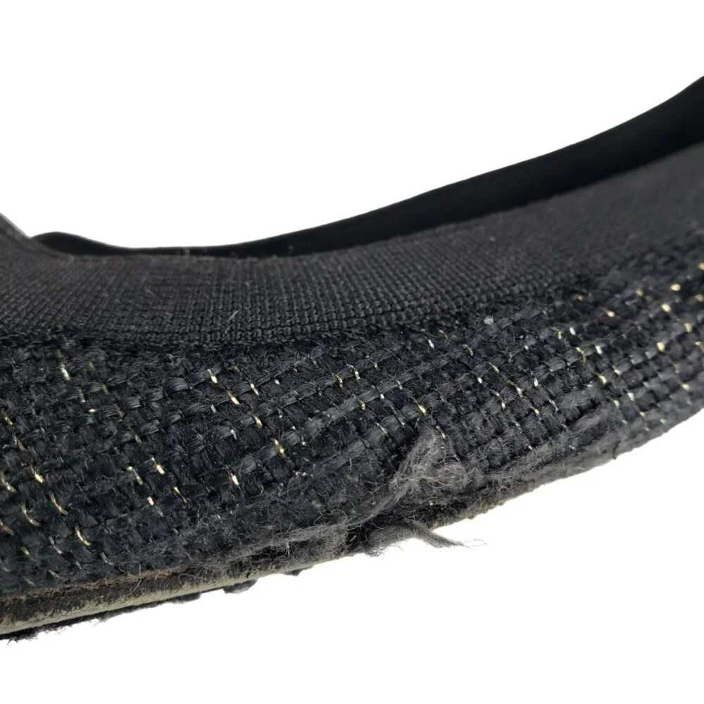 Tory Burch Caroline Arabia Black Elastic Flats 10M, Flaws - Picture 5 of 13
